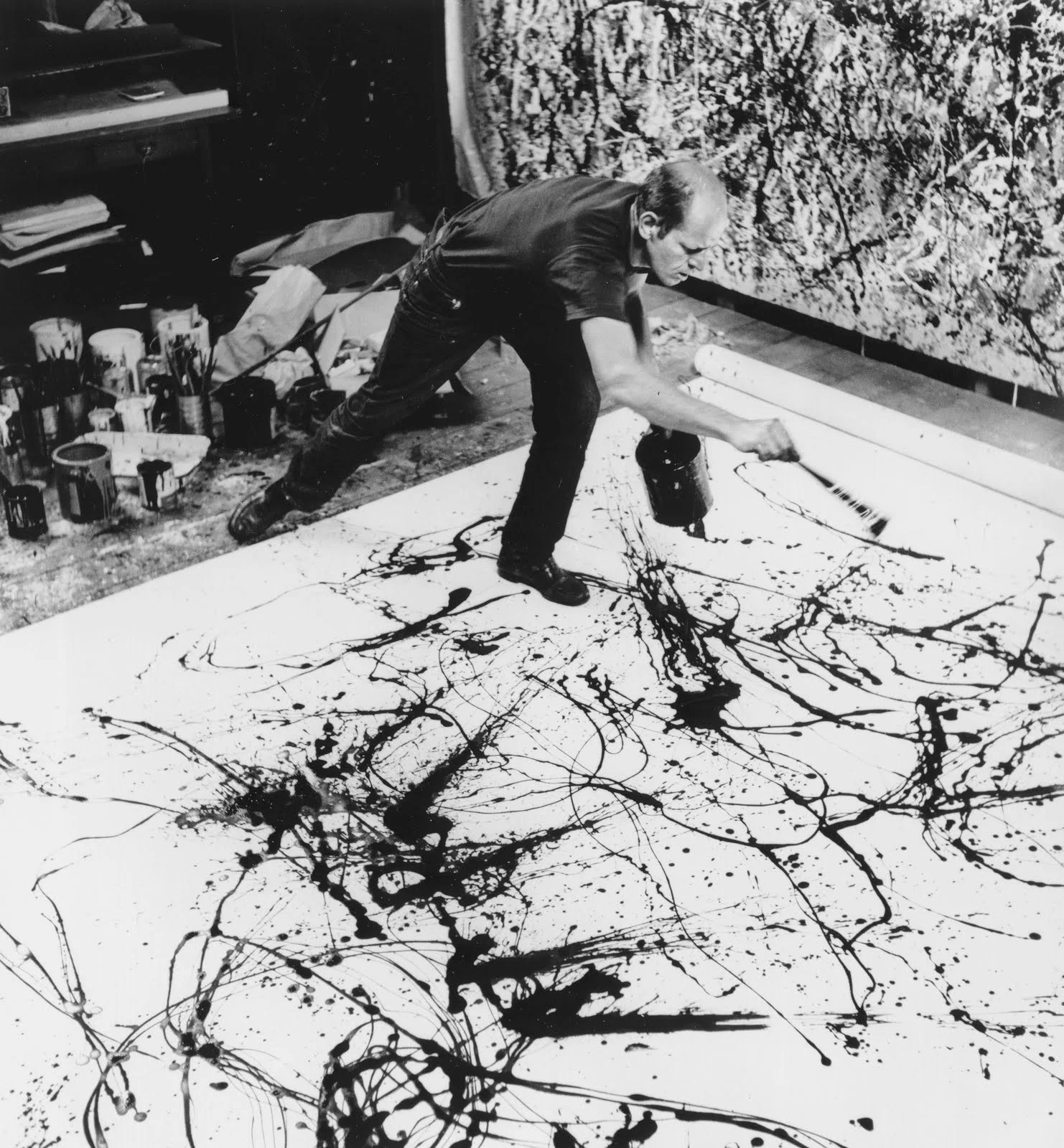 Jackson Pollock in his studio (1950)
