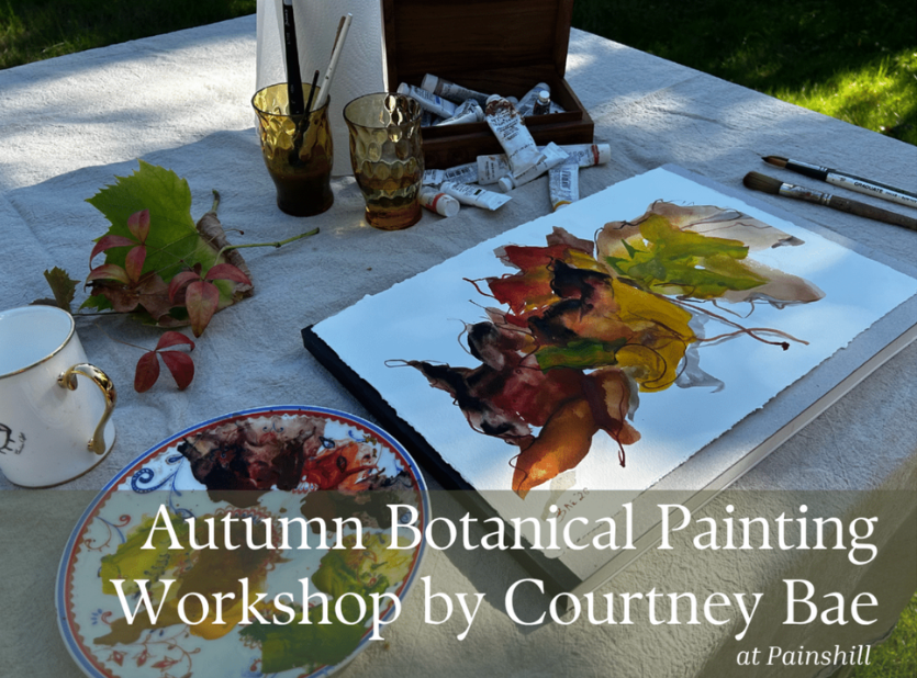 Artwork on the table done in watercolour and gouache