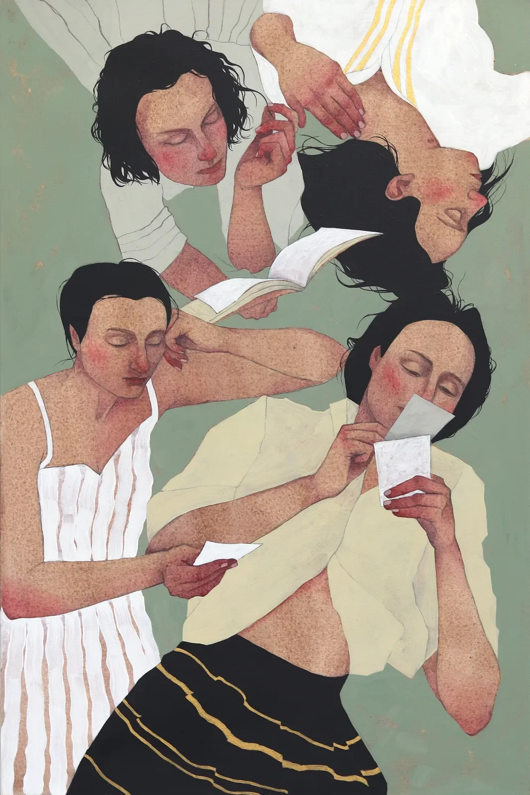 Four women in a painting or could be the same woman