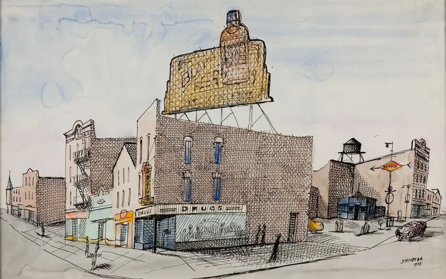 Saul Steinberg North Carolina Ink and watercolor on paper 14.5 x 23" SS5