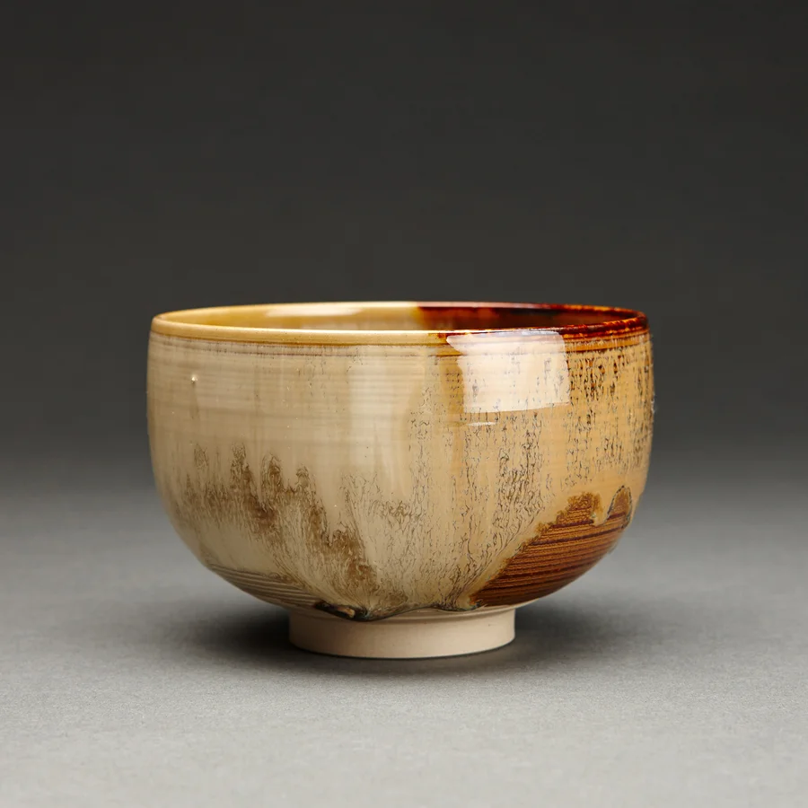 Miraku Kamei XV Tea bowl (chawan), kakewake Stoneware 3 x 4.5 x 4.5" XV106