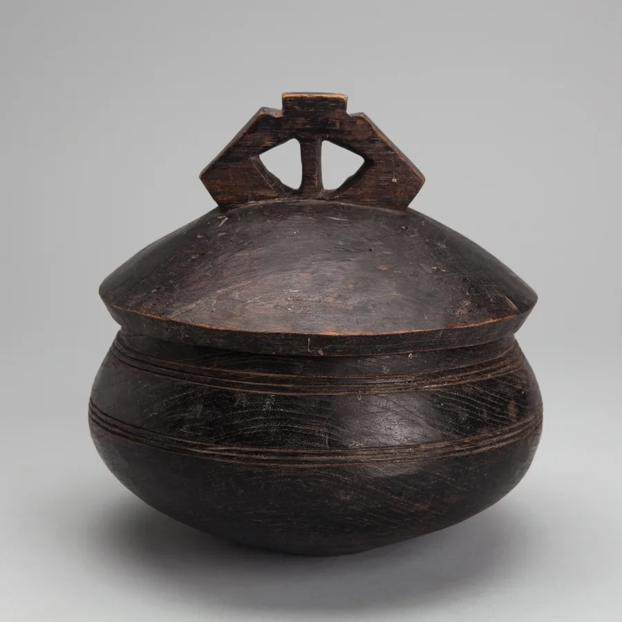 Southern African Mikeke, Lozi relish bowl Wood 8.75 x 9 x 8.5” SA562