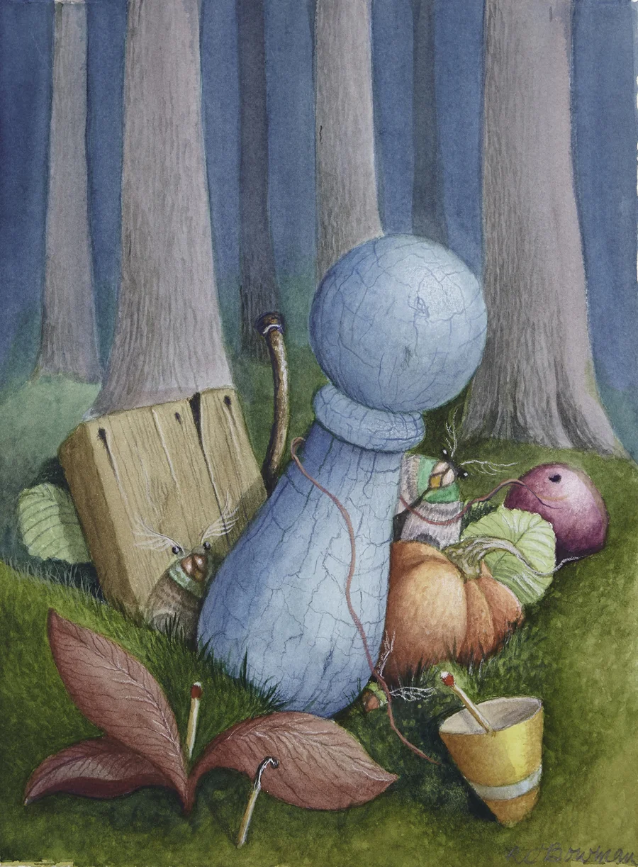 Roger Bowman Deep Woods Watercolor and gouache on paper 15 x 11” RB234
