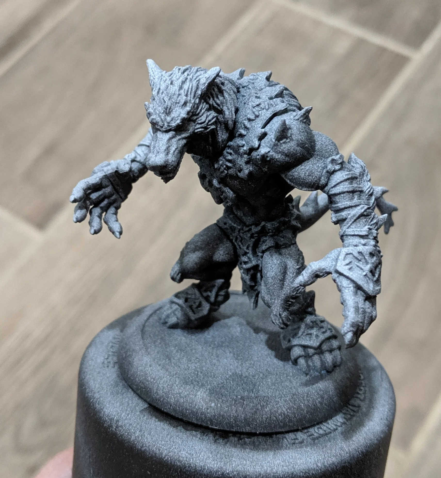 After a quick zenithal priming session this is the same Feral Warpwolf from above.