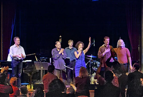Lua Hadar with Twist curtain call at Yoshi's Jazz Club, Oakland, CA. L to R: Jason Martineau, Larry De La Cruz, Dan Feiszli, Lua Hadar, Celso Alberti, Ian Dogole