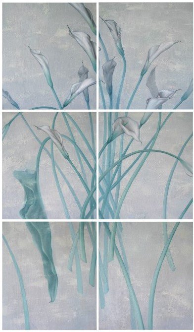 Myroslav Duzinkevych Calla Lilies, acrylic mixed media, 175x35 inches copy.jpg