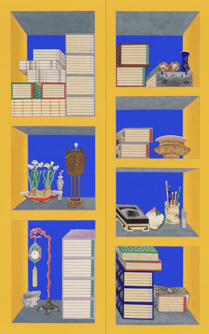 Chae Won Kim_scholars' Bookshelves and Stationary(Chaekgado), 46%22x14%22.jpg