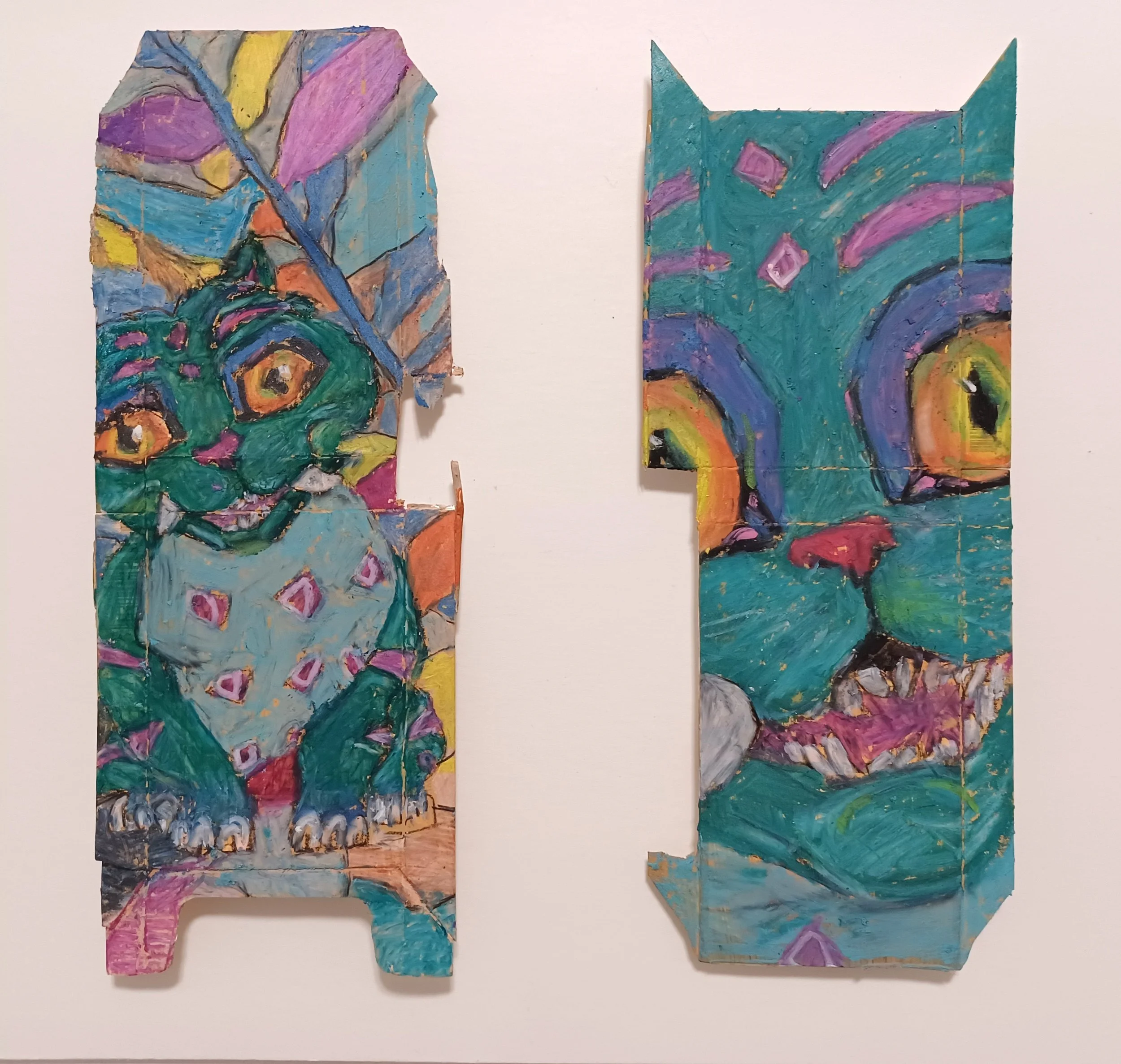 Suena Kim Green Tiger Oilpastel on cigarette pack 10x10%22 $400.jpg