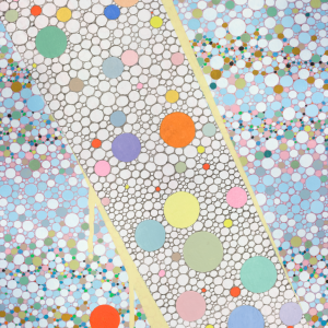 Pema Rinzin, %22Color Bubbles I%22, Natural dye, ground mineral pigments, acrylic on canvas.20 x 12 in $6000 png.png