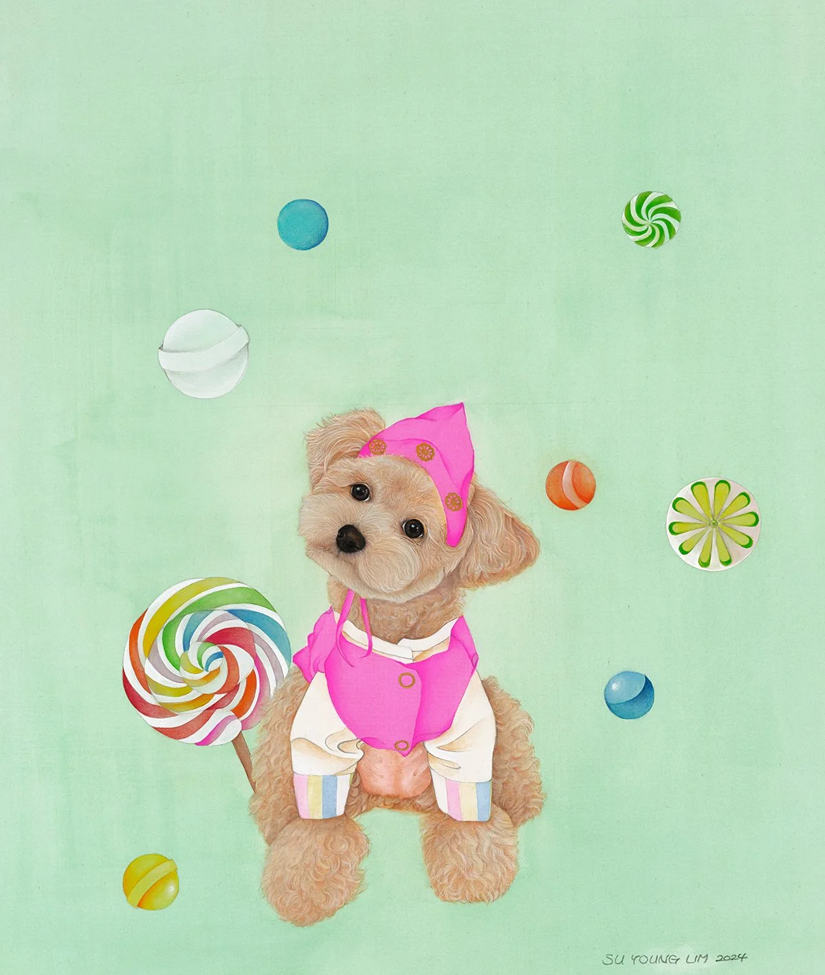 Small,Su Young Lim, A Sweet Greeting, Color on Silk, 2024, 19.5 × 16.1 in (49.5 ×~.jpg
