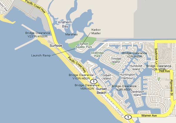 Marine Map of Huntington Harbour Marina