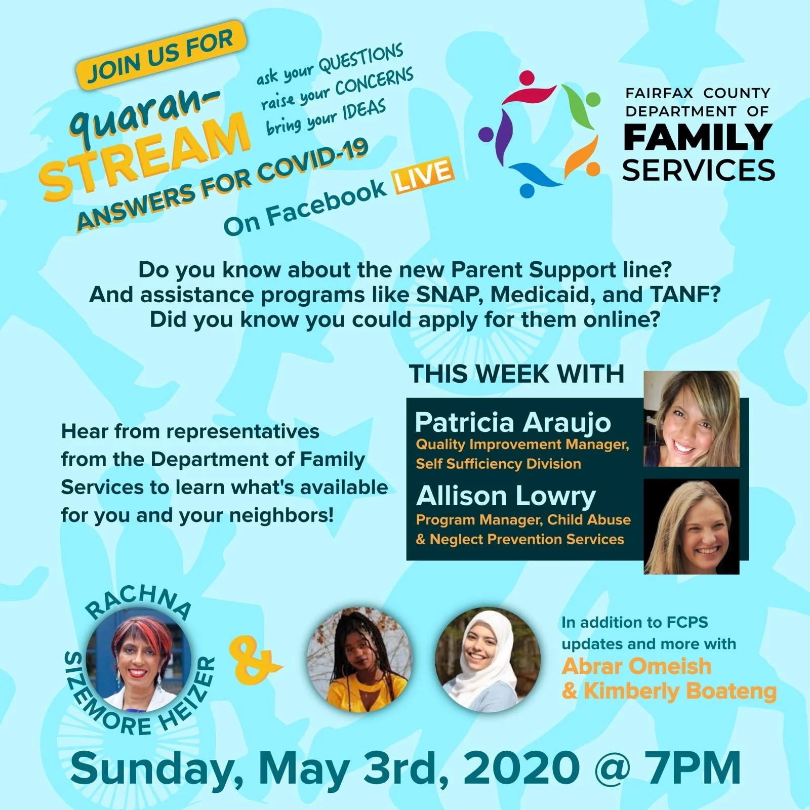 What is the new Parent Support Line, SNAP, Medicaid, and TANF?  Department of Family Services + Fellow At-large Member