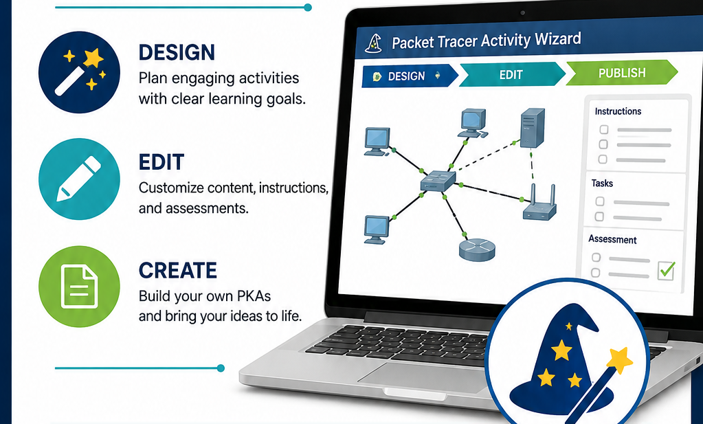 "Packet Tracer Activity Wizard: Design, Edit, and Create Your Own PKAs"