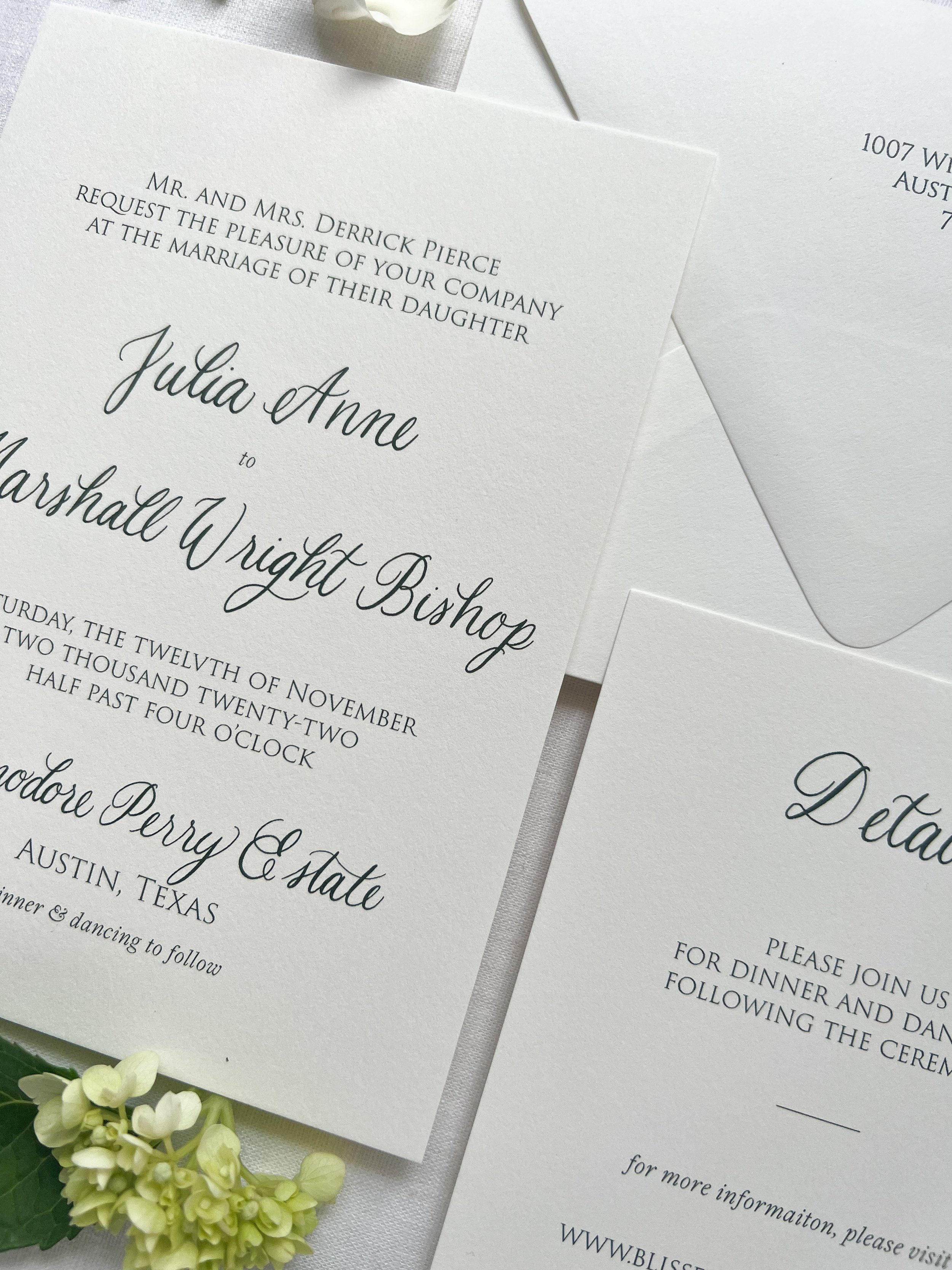 Wedding invitation suite. Customizable wedding stationery.