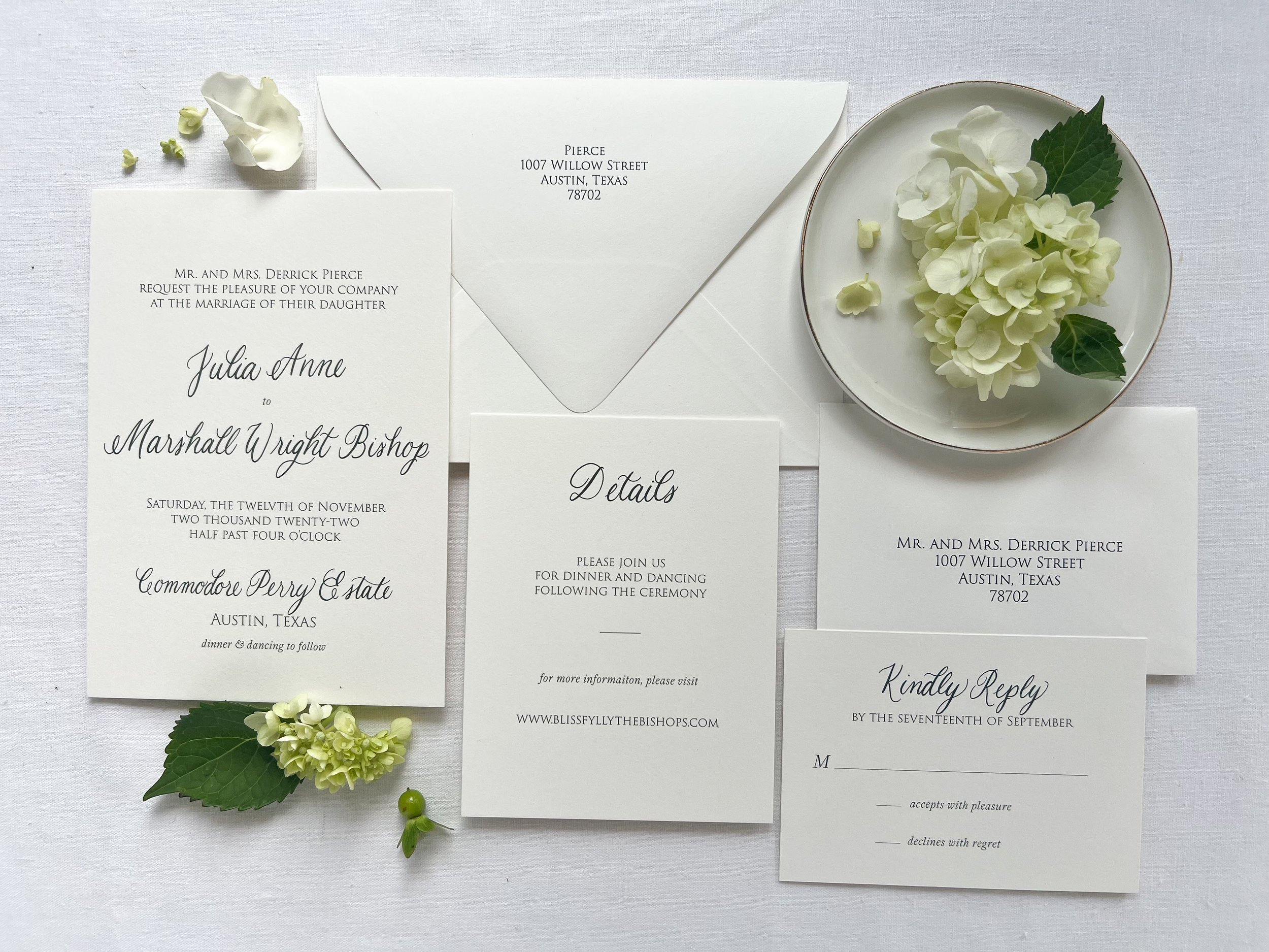 Wedding invitation suite. Customizable wedding stationery