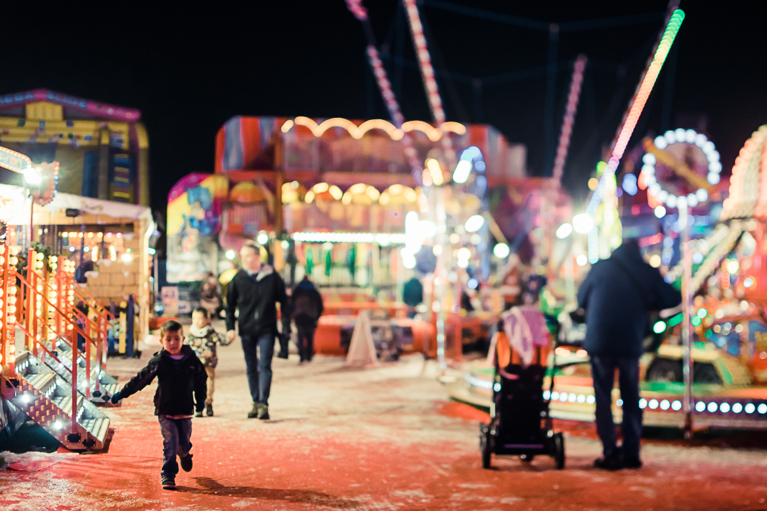 Bright lights at the North Pole fun fair Cambridge 2018