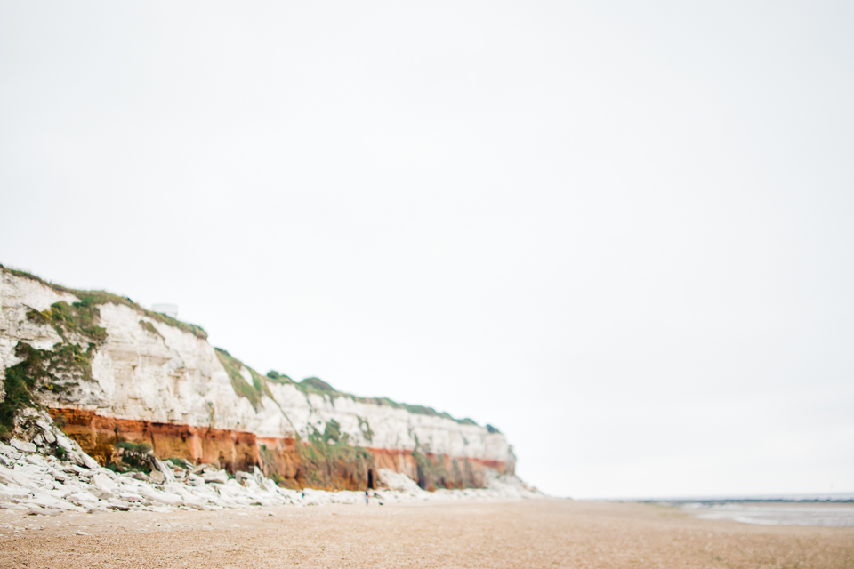 Freelensed photo of the sandstone cliffs at Hunstanton beach