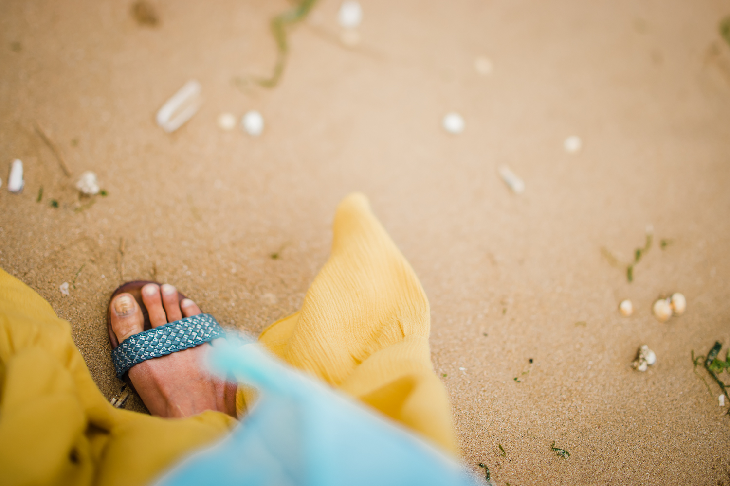 Stepping onto the sand at Hunstanton beach in Norfolk, a yellow 