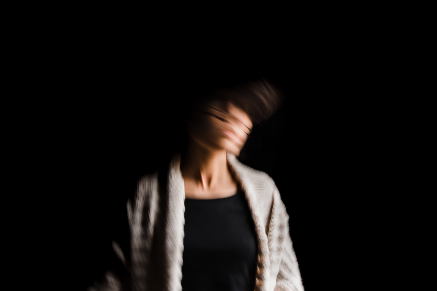Self portrait taken with a slow shutter speed in natural light