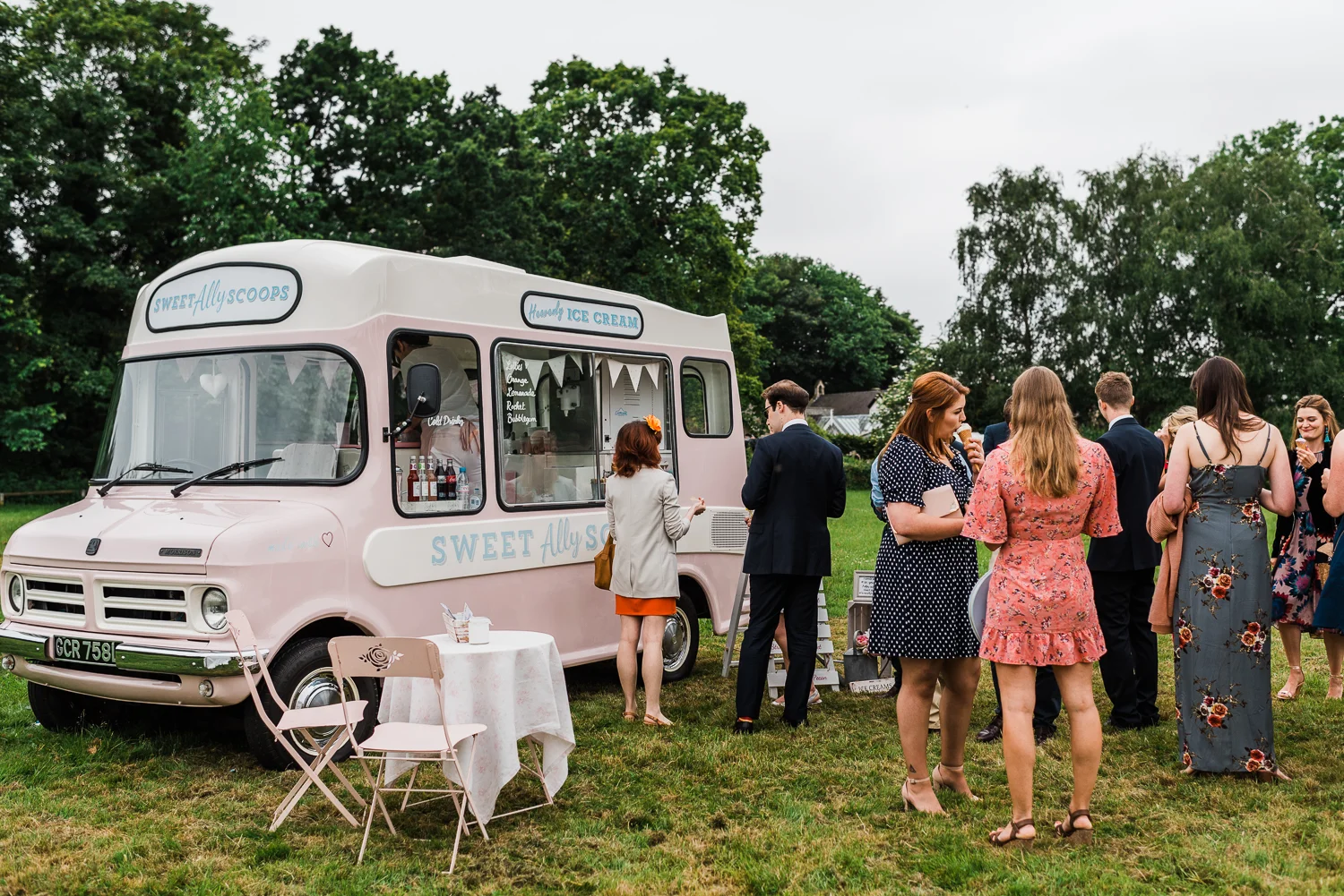 Wedding guests queuing up for ice-cream at SweetAllyscoops