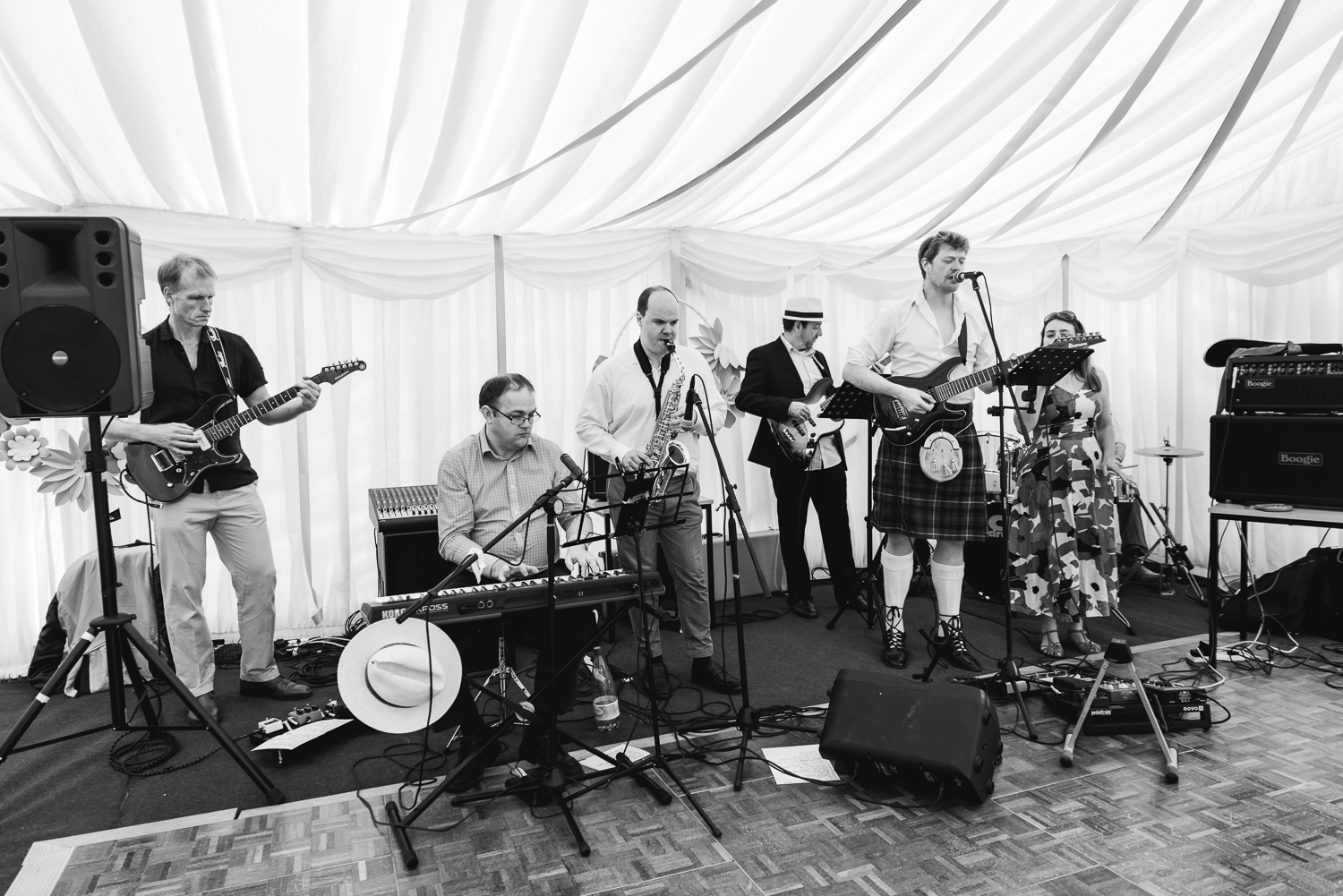 Chords against Humanity plays at a wedding in Horningsea Pavilio