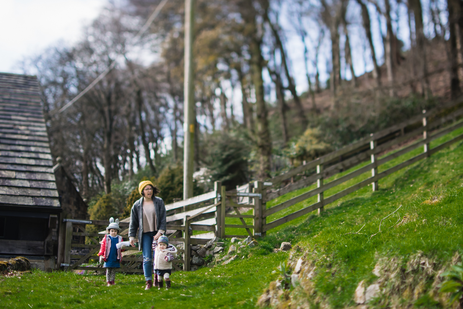 Copy of Freelensed photograph of a mother and her two young children on 