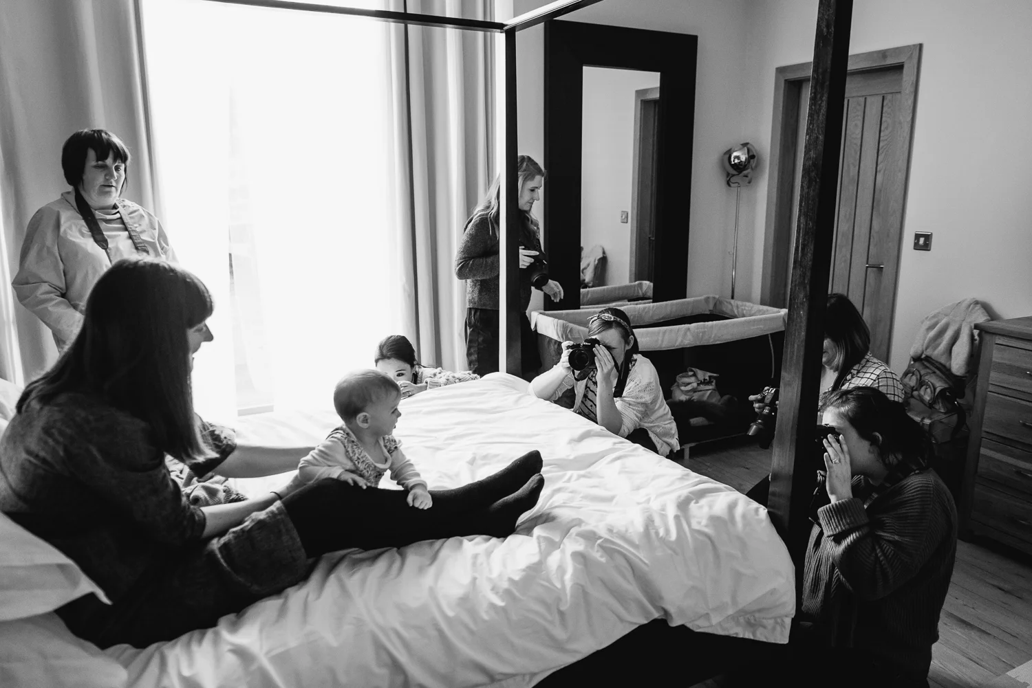 Students on the Captured Childhood retreat during a mother and b