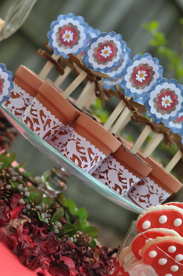 Haymount Homes Little Red Riding Hood Party Table Decor dirt cups.jpg