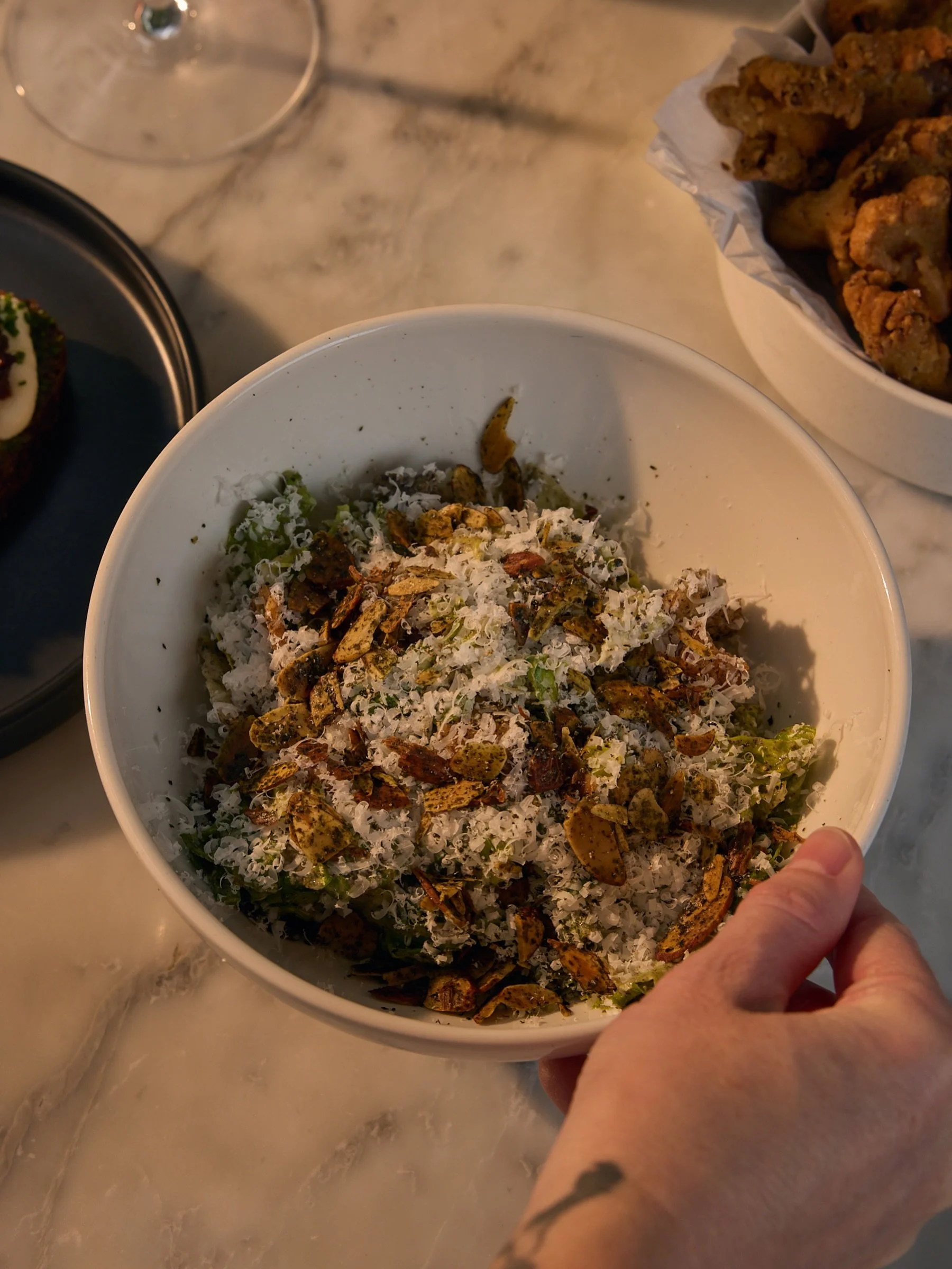 digging through the archives led us back to be inspired by our og caesar from 2021. we&rsquo;ve added our already killer caesar dressing now spiked with a bit of nori for that extra &lsquo;proper caesar&rsquo; flavor. crispy little gem lettuce, wakam