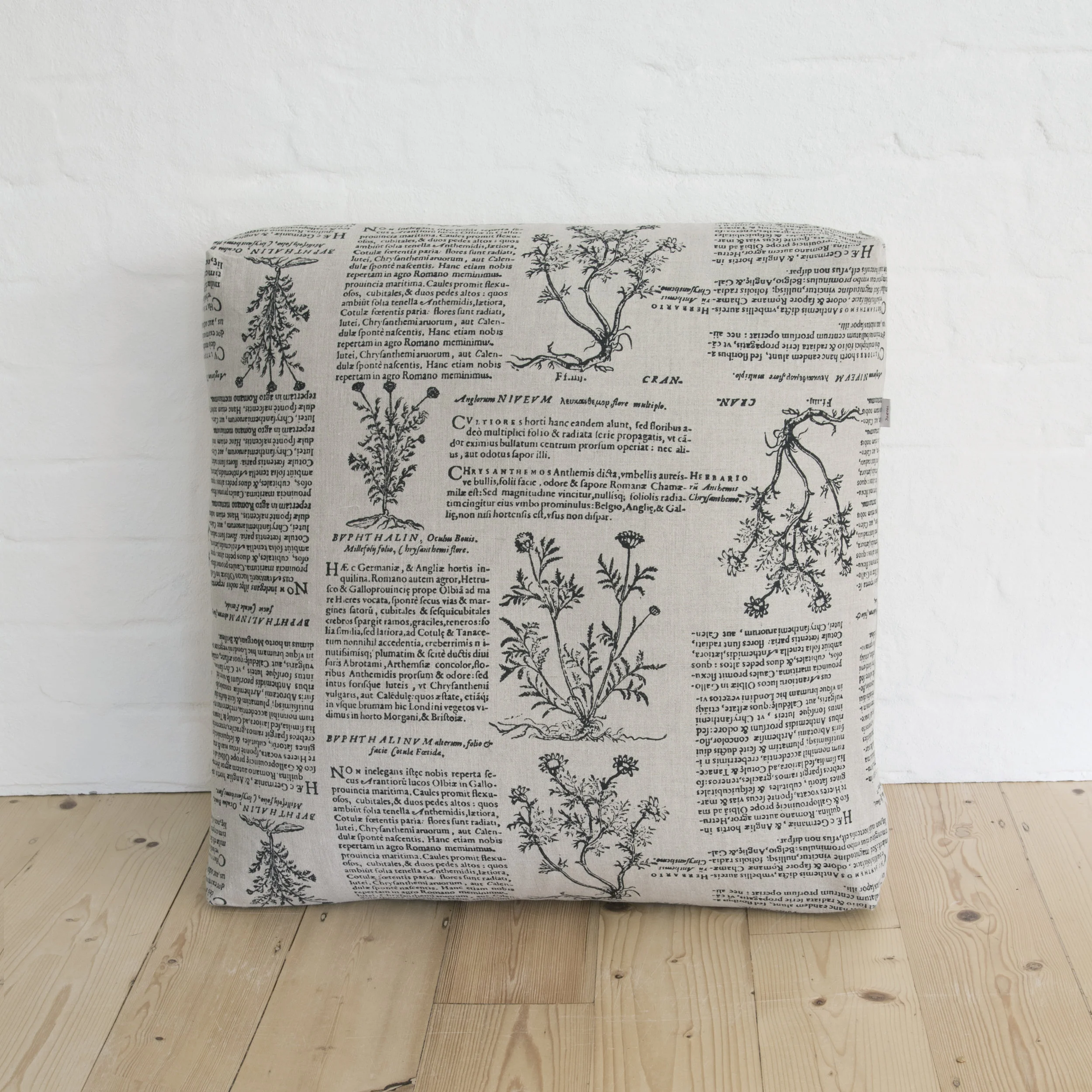 Floor Cushion in Latin Herbal black