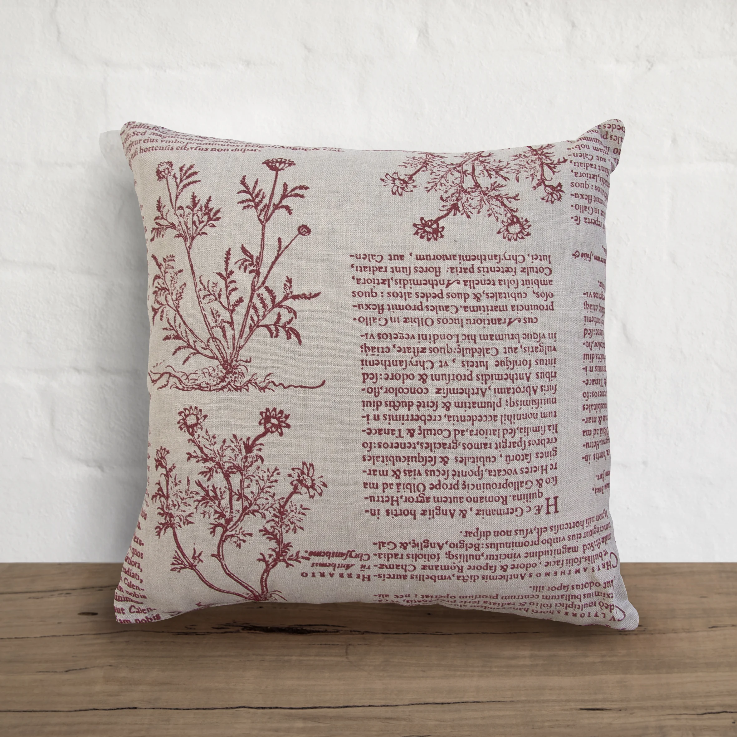 Small Cushion in Latin Herbal red