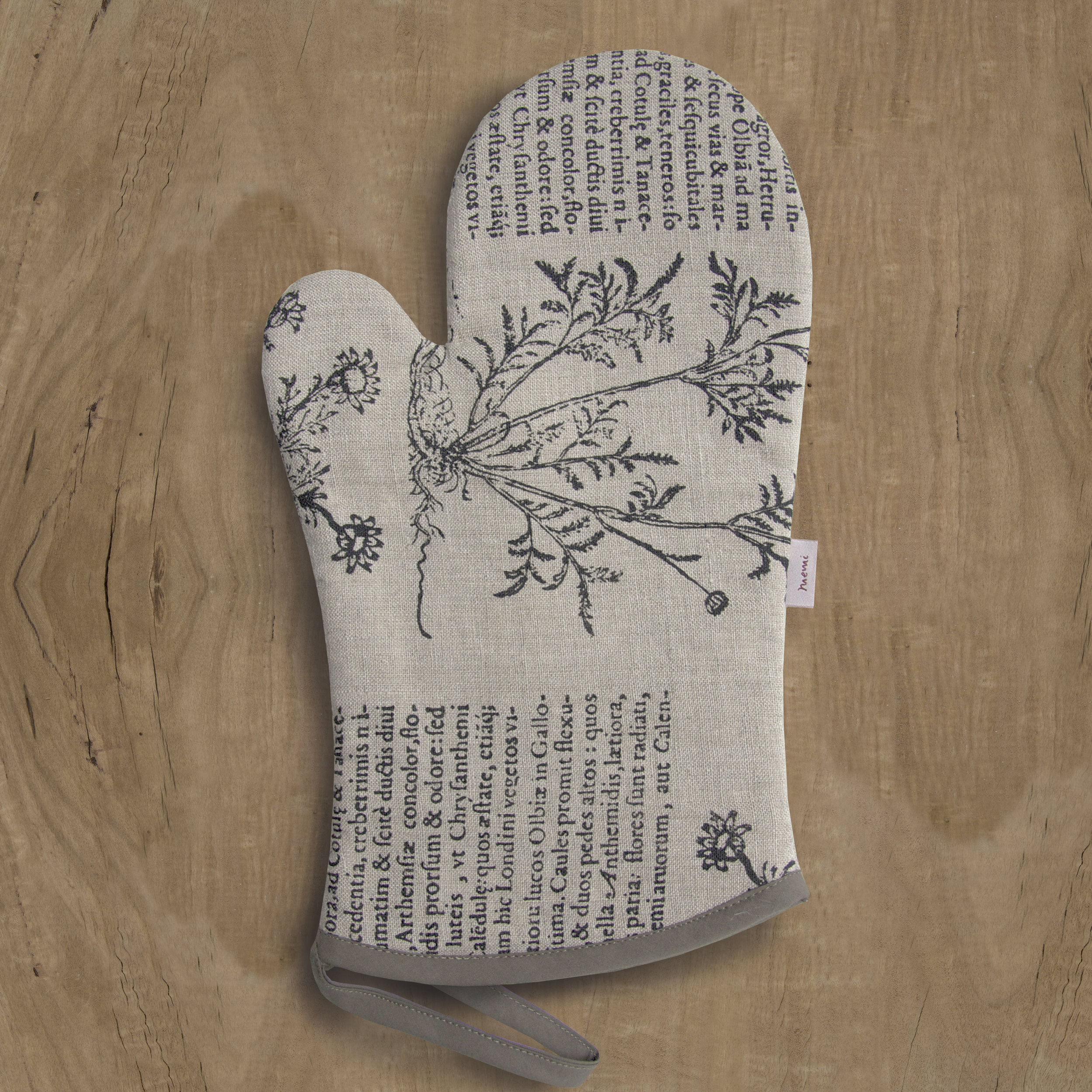 Oven Mit in Latin Herbal black