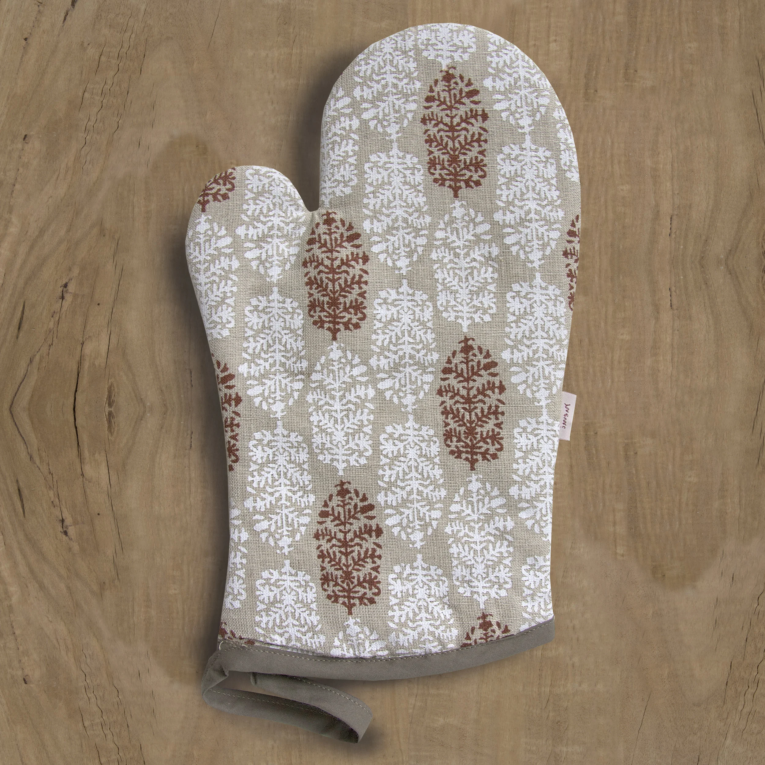 Oven Mit in Indian Summer white/red
