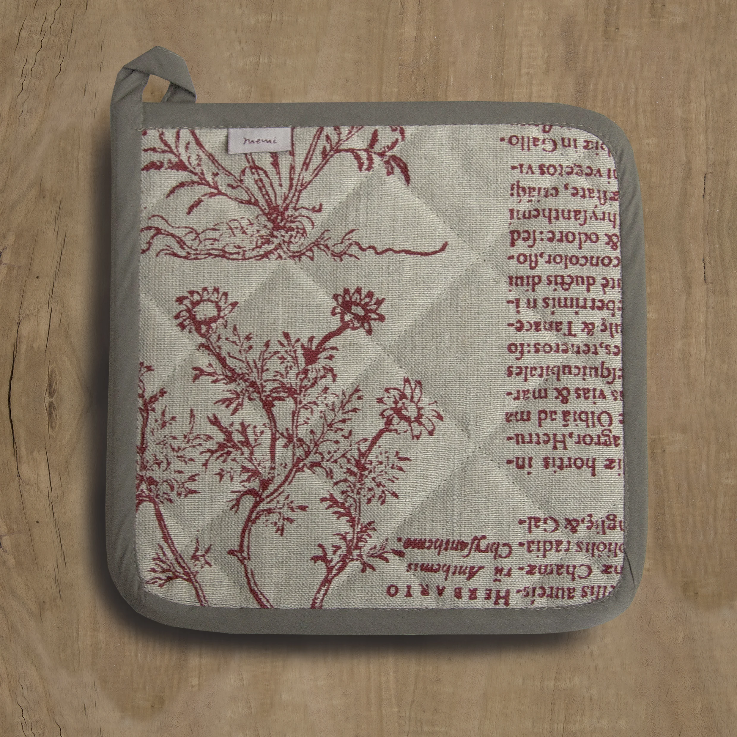 Potholder in Latin Herbal red