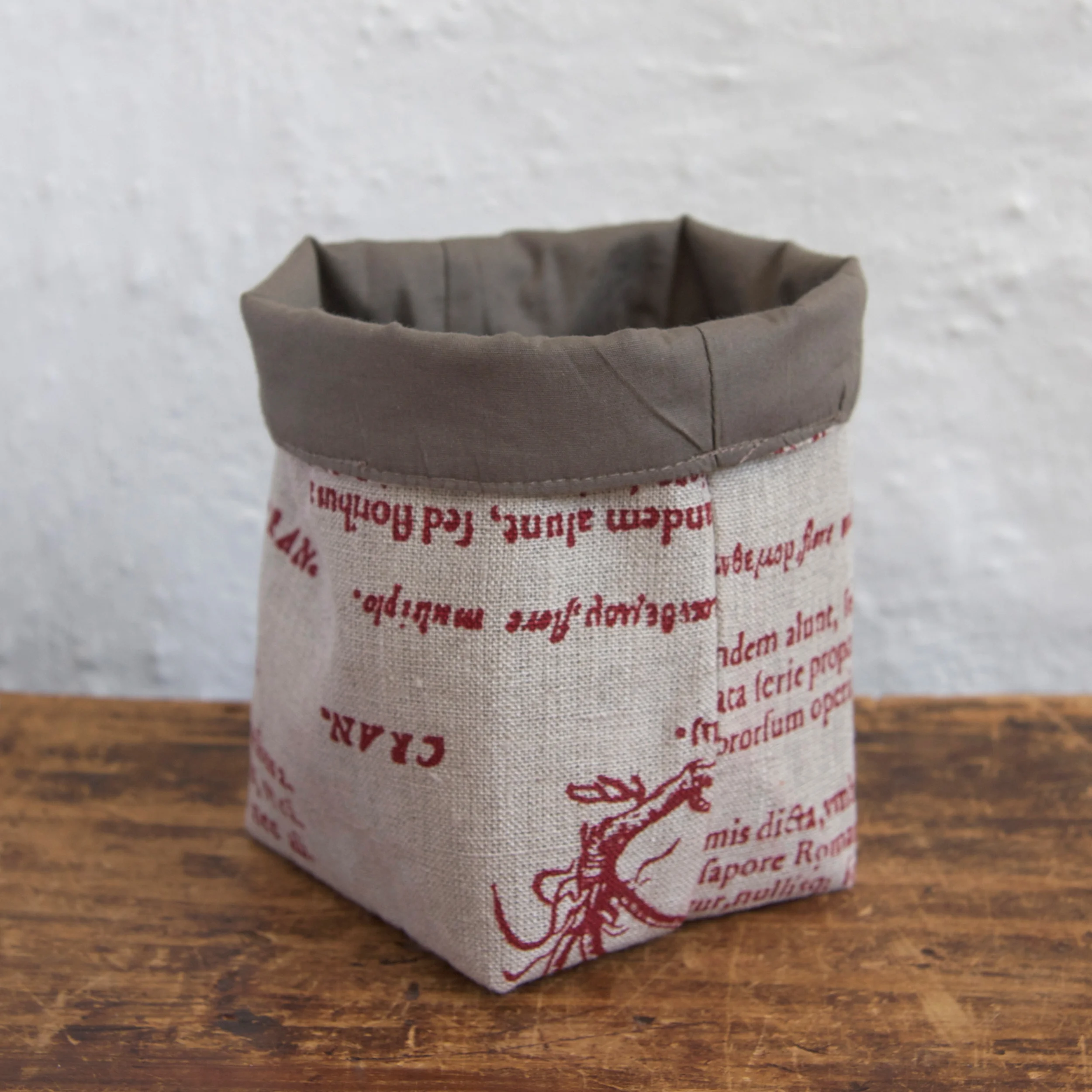 Small Fabric Basket in Latin Herbal red