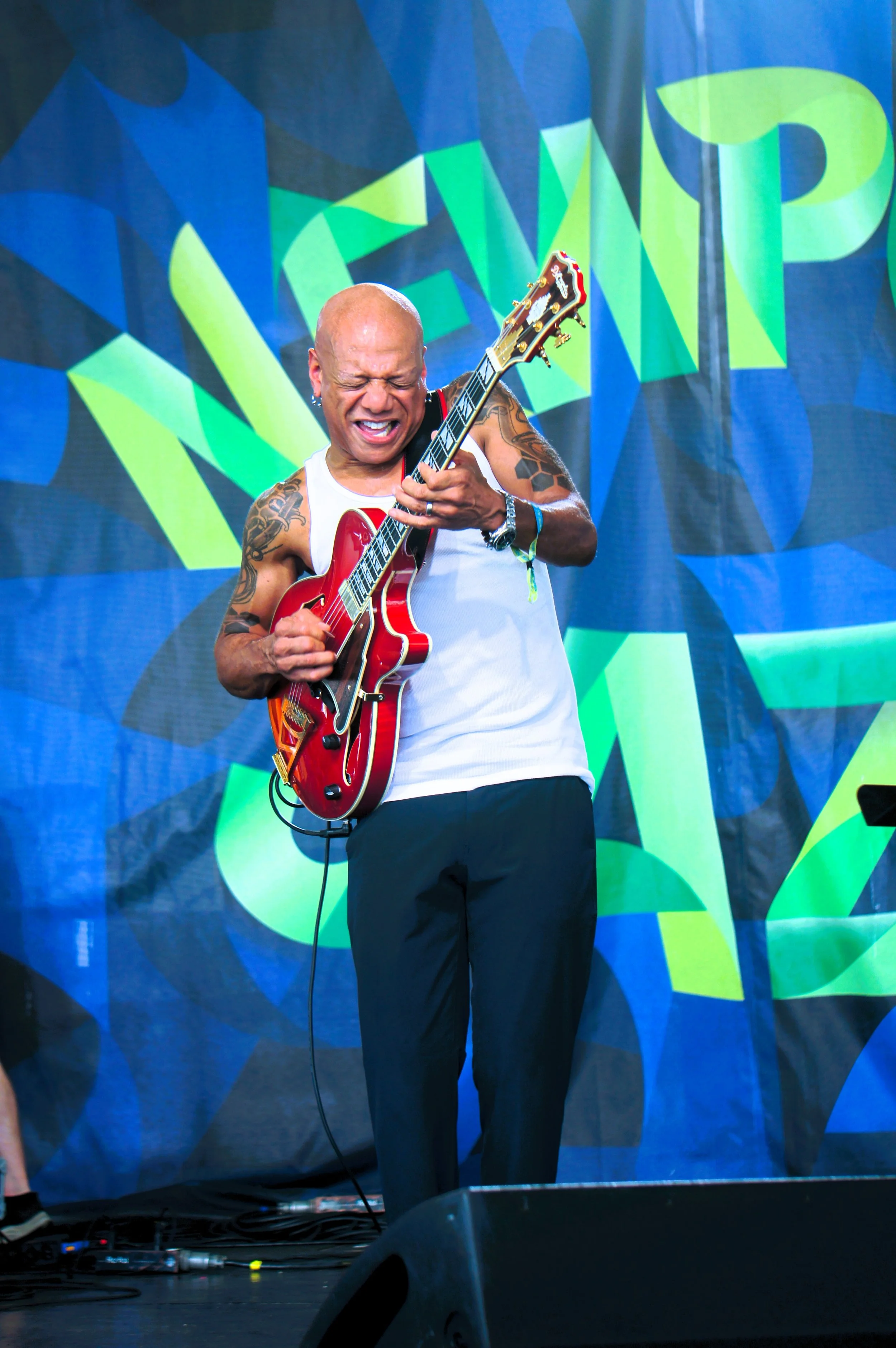 Mark Whitfield of Golden Brown and Delicious performs at the 70th Annual Newport Jazz Festival (photo by Bridget Arnwine)