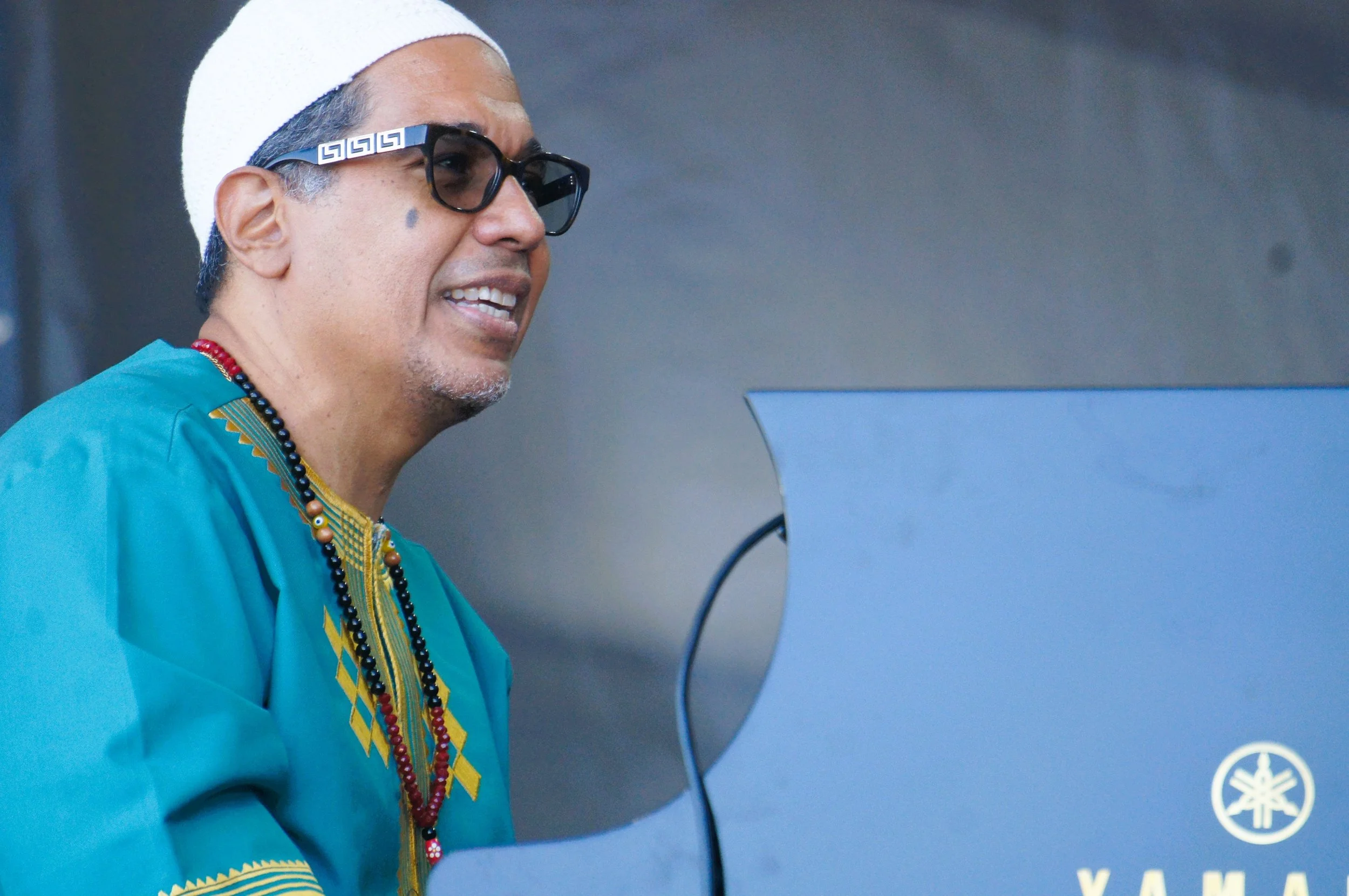 Danilo Perez performs as part of a tribute to legendary drummer Roy Haynes at the 2025 Newport Jazz Festival (photo by Bridget Arnwine)