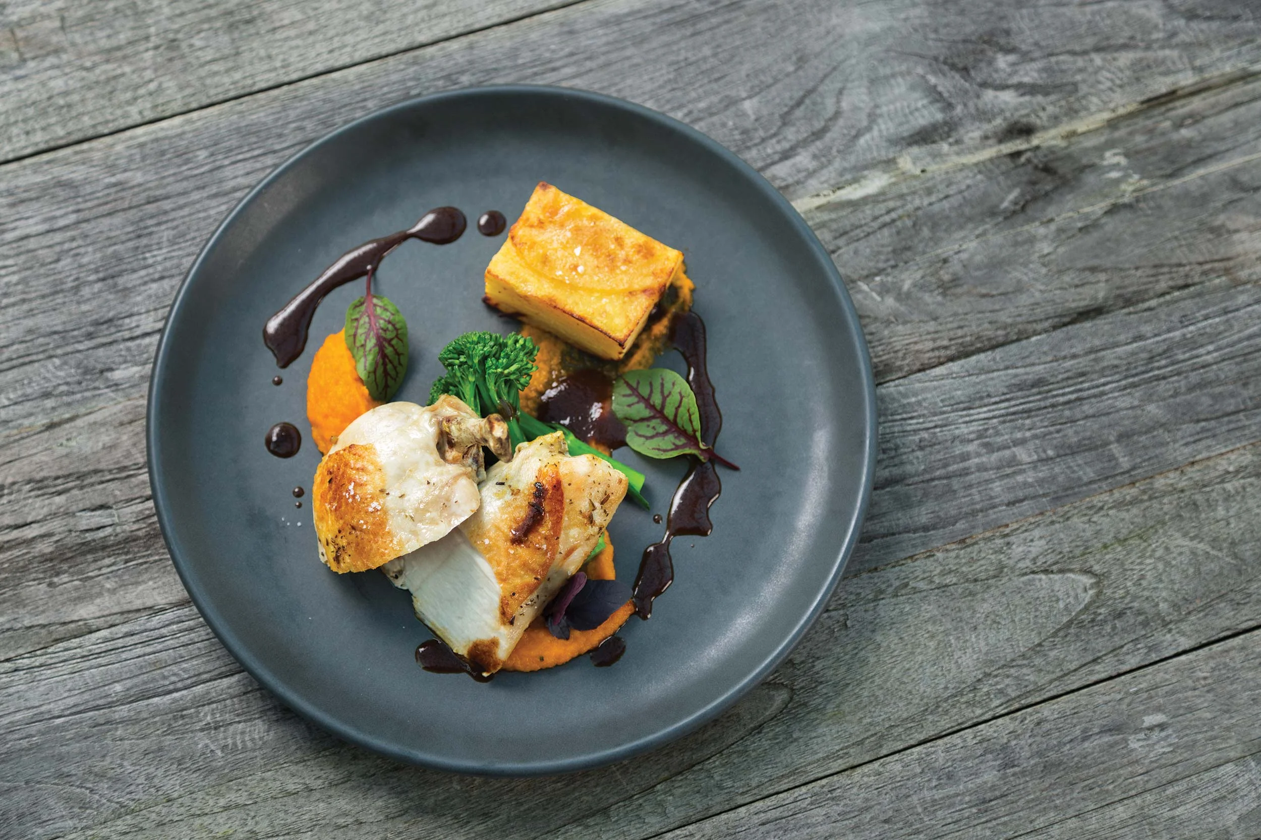 A beautiful chicken dish for your event, using the freshest local produce.