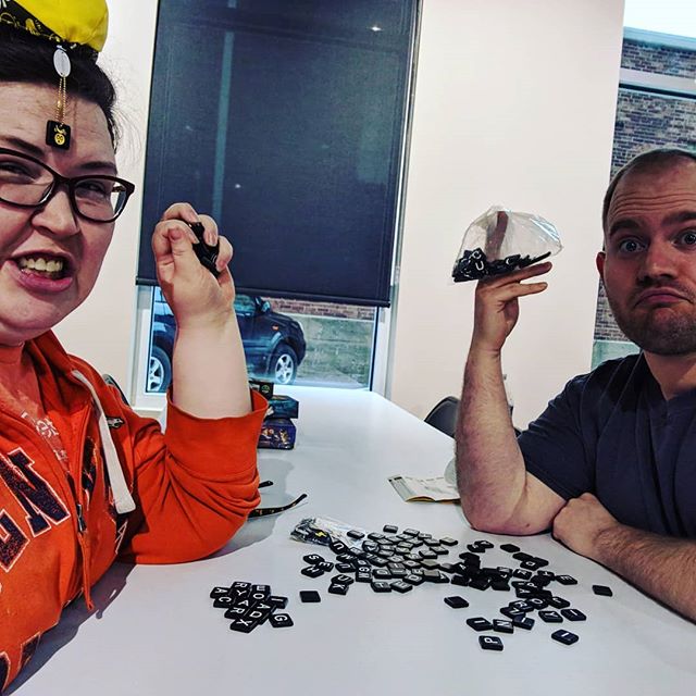 Micah called rotten bannanas on me during #bananagramsparty ... What a fun edition of the word game we all know and love! #SFGameChest #GameChestCommunity #boardgamegeek #FLGS