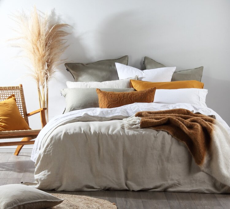 How To Style A Bed 3 Ways Domani Linen, Pinstripe Linen Duvet Cover Nz