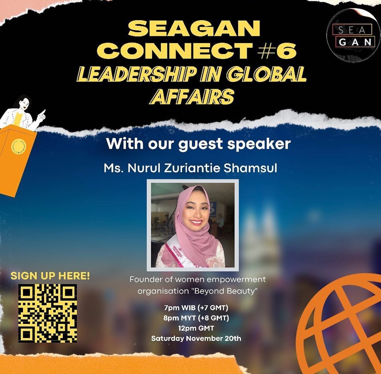 Super excited to be a guest speaker on leadership with @seaglobalaffairs for next week&rsquo;s event. ✨