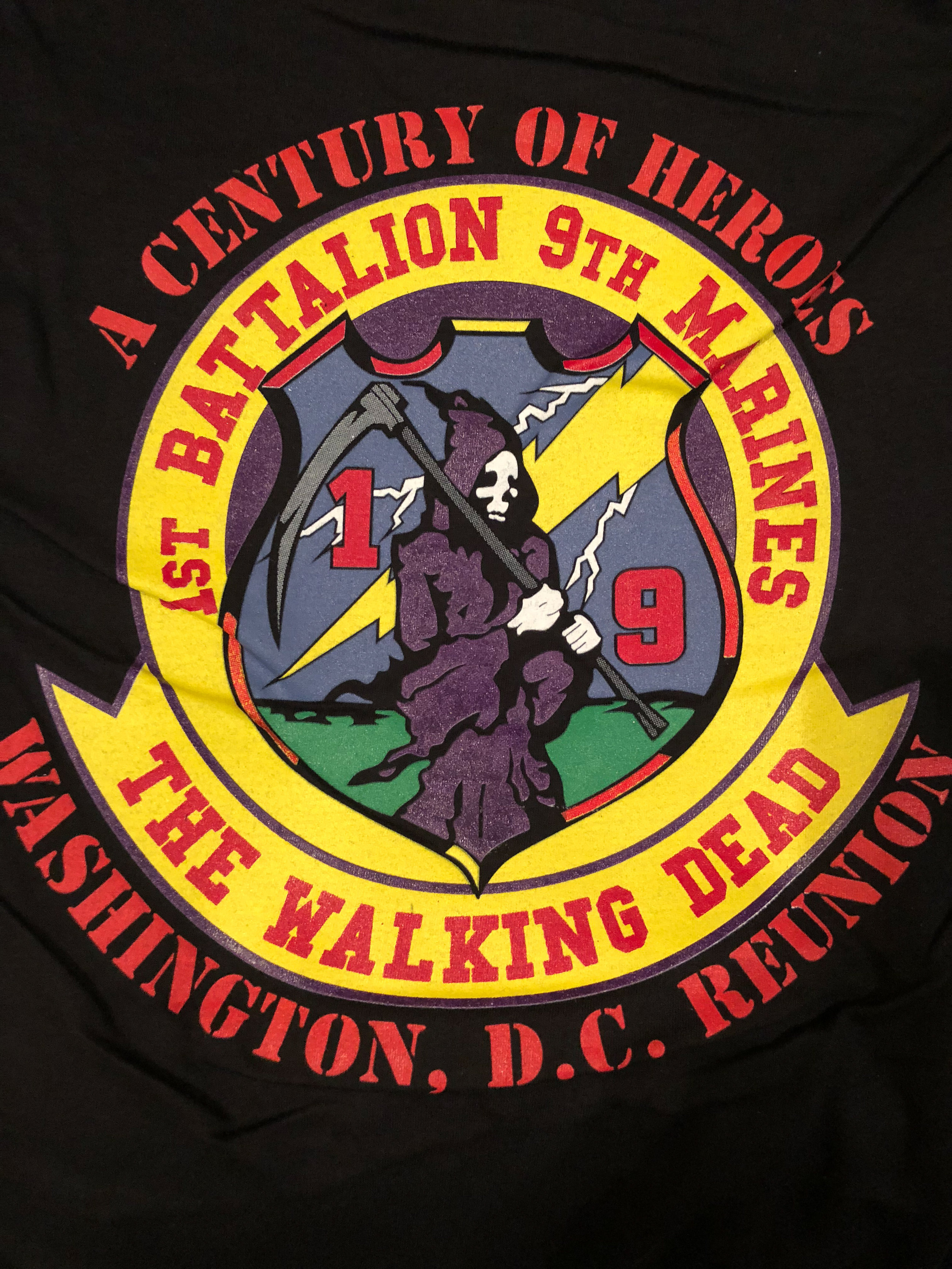 With Iwo Jima front logo Reunion shirt 2 — 1st Battalion 9th Marines ...