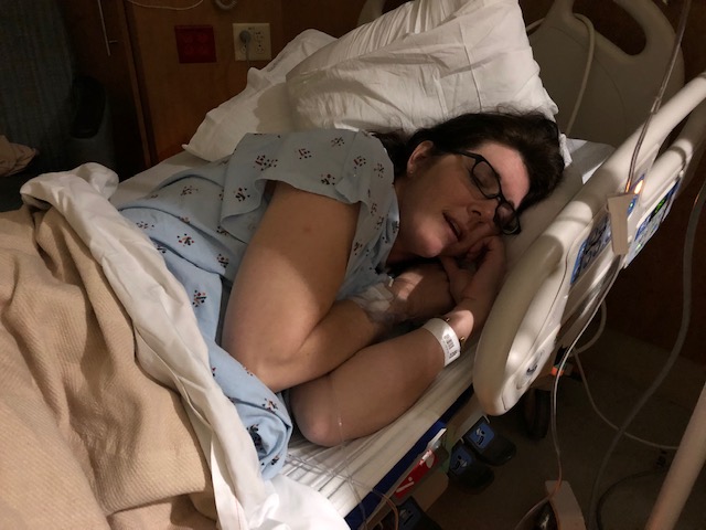 A slight smile amidst the pain…. Pre-epidural moment! :)