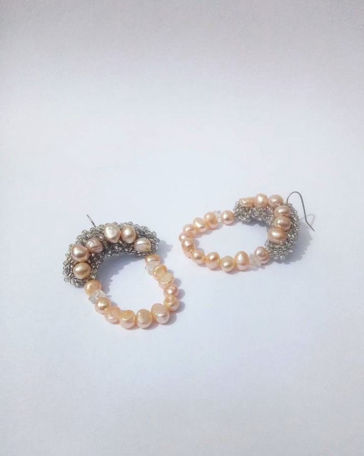 For Luck, apricot pearl earrings, Louise Meuwissen RRP $280.JPG