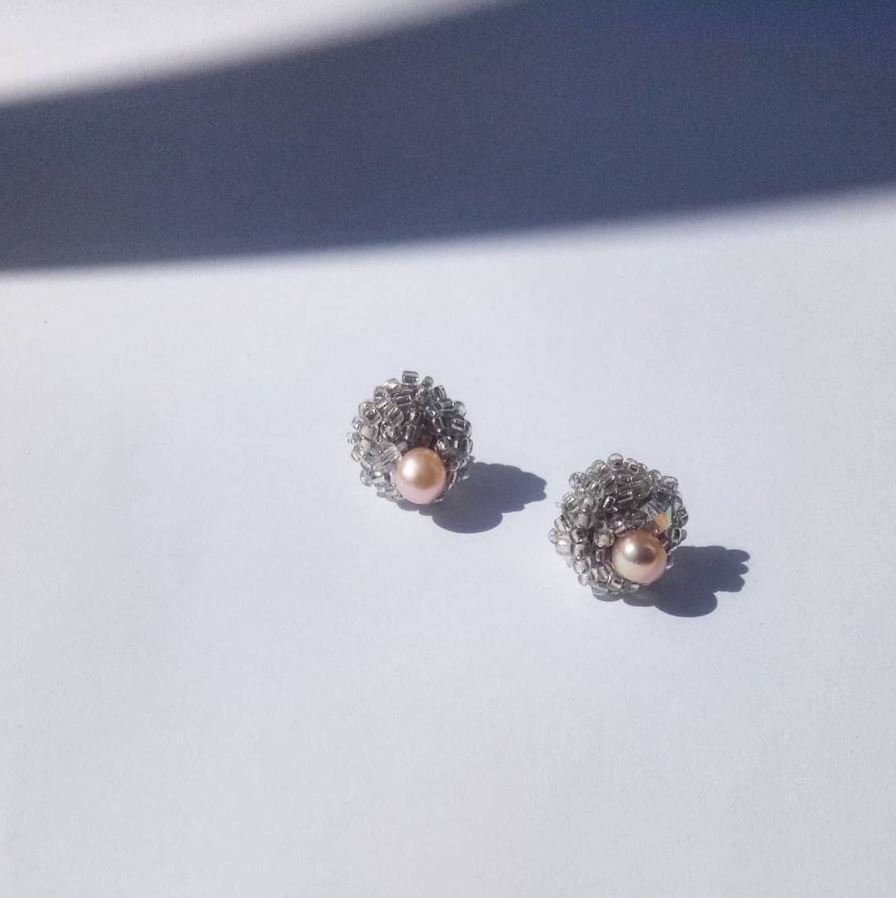 Little apricot pearl studs, Louise Meuwissen RRP $90.JPG