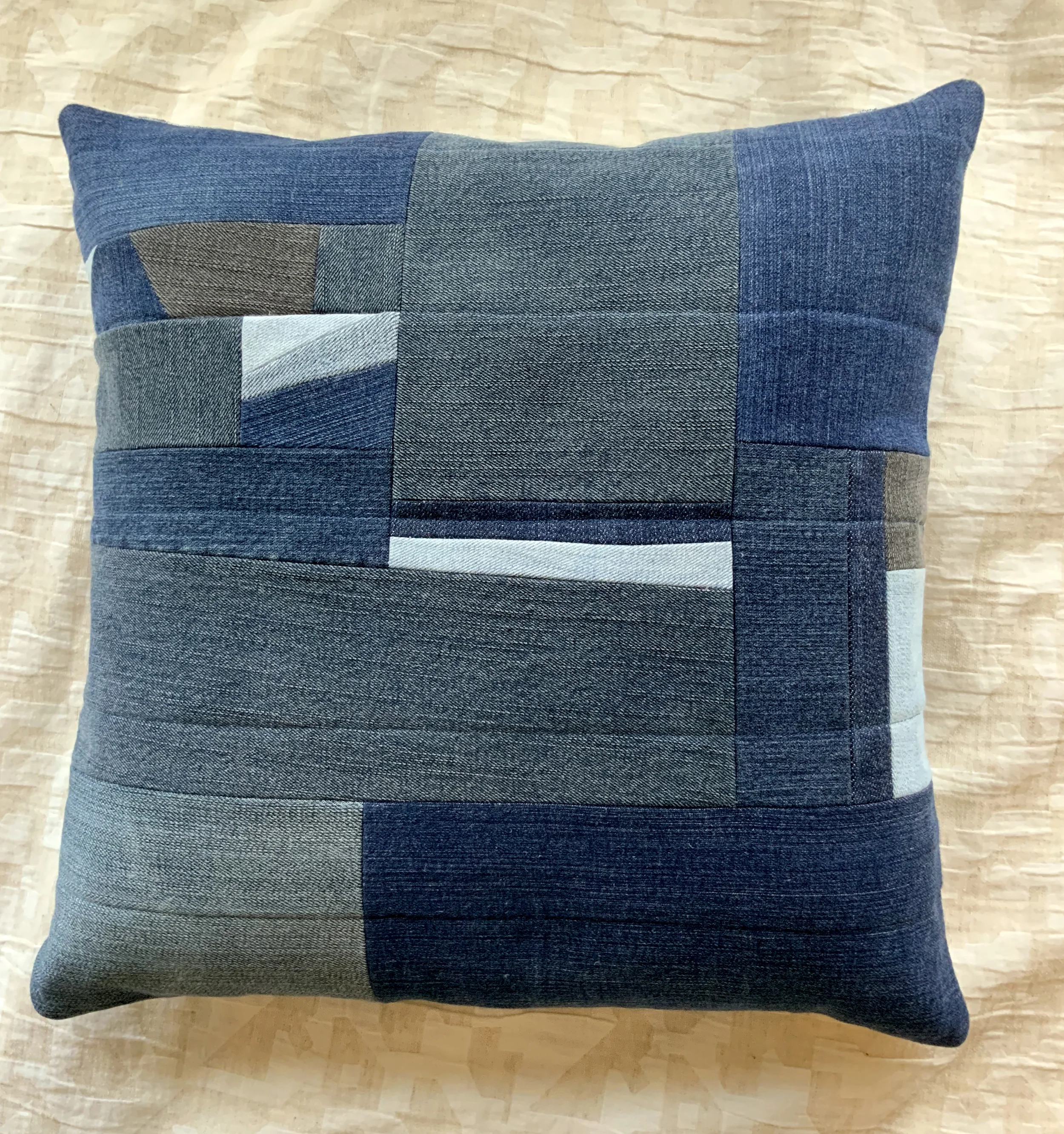 Pillow 05 - Blue Denim Patchwork