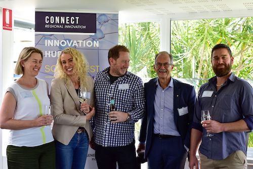 Karina Ayers from the HelpMe Feed Foundation, Amanda Carroll from Rok Kombucha, Ian Atkins from The Beer Farm, WA Government’s Chief Scientist Peter Klinken and Cohan Allan, founder of Cryptotax Online.