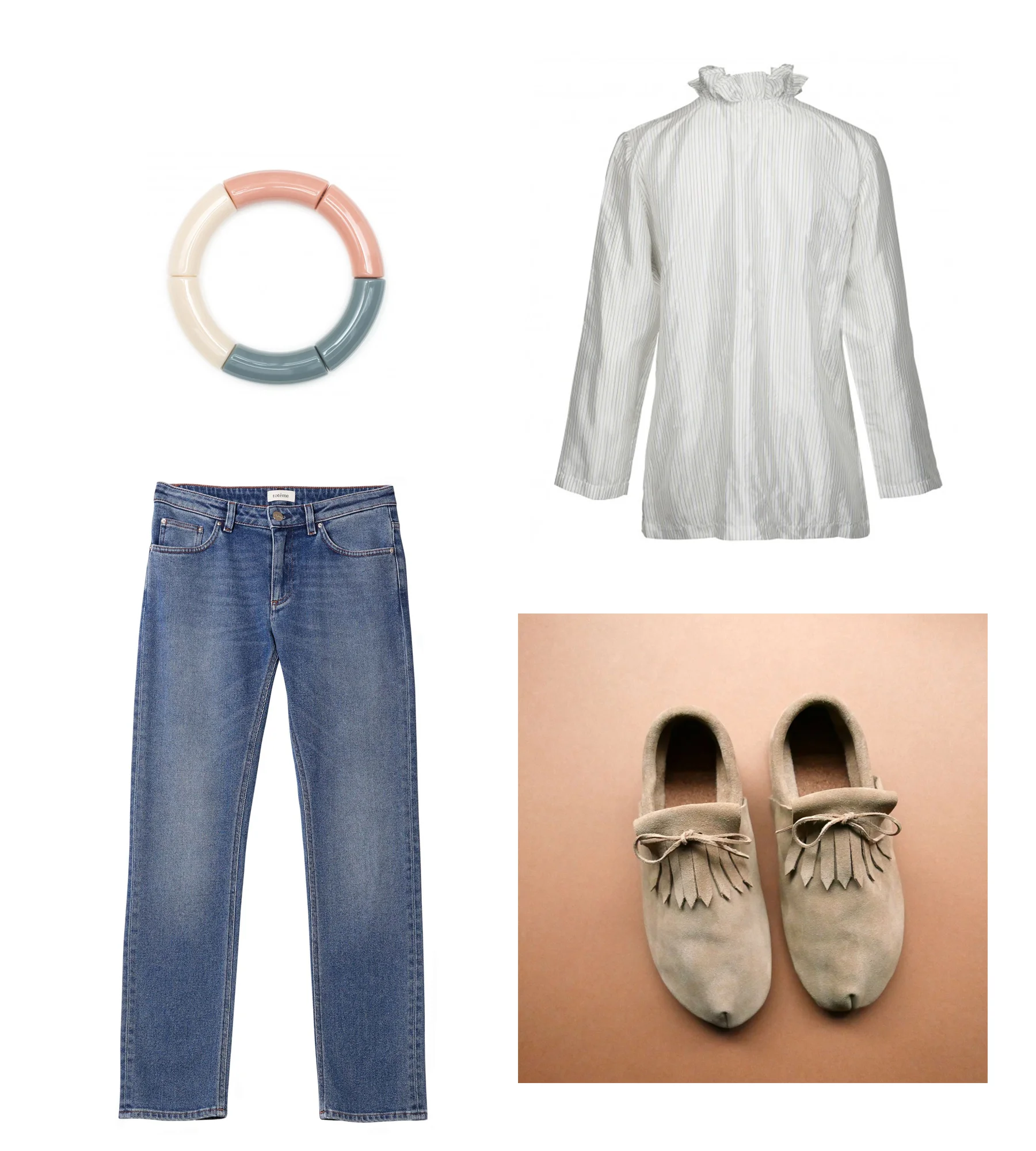 Bracelet// KYOTO TANGO Shirt// MILSTED WEAR Jeans// TOTEME Moccs// BETON