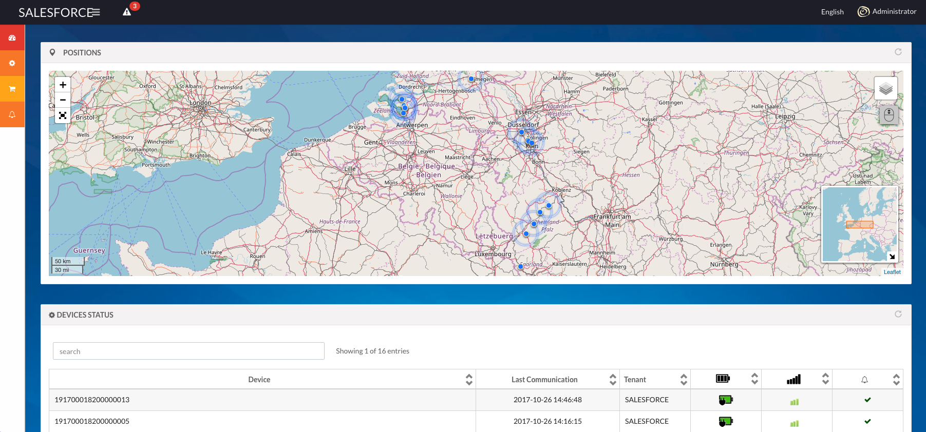A screenshot of one of our tracking applications