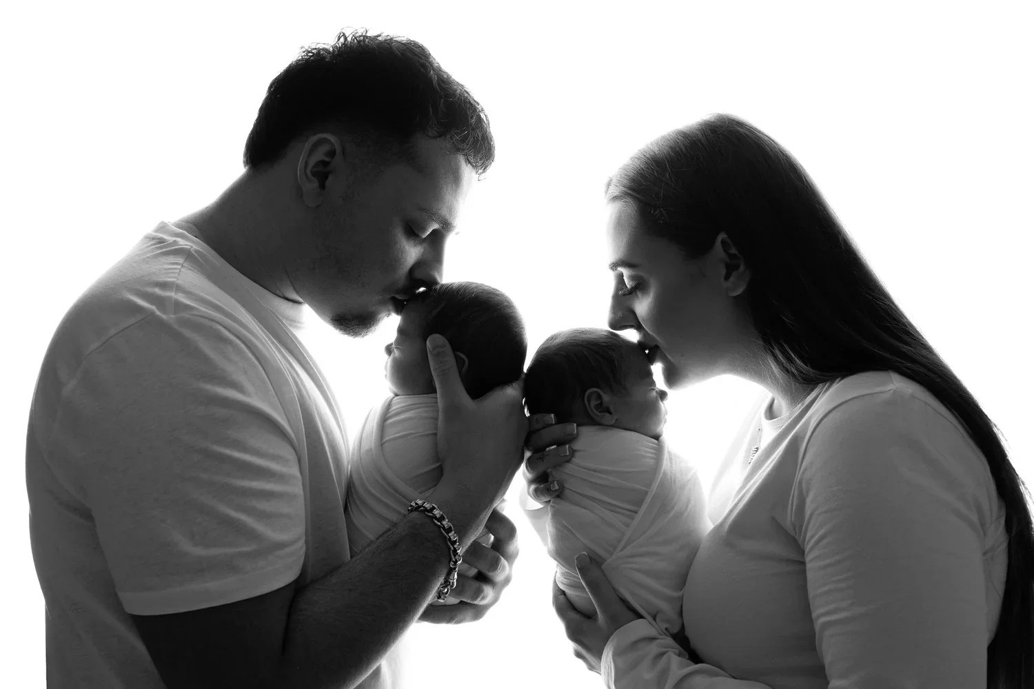 family photo with twins newborn baby Willenhall newborn photographer West Midlands studio session